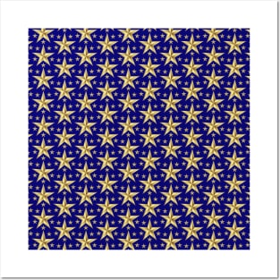 Golden Stars Pattern Posters and Art